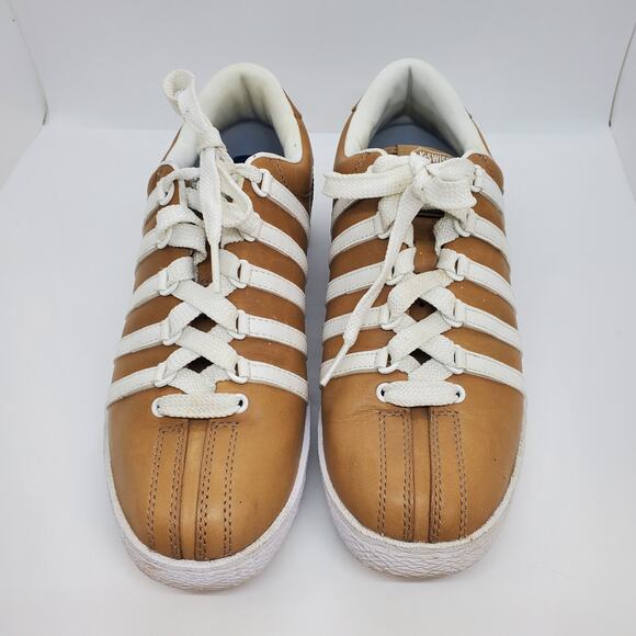K-Swiss Men Preppy Classic 88 Horween Tennis Court Sneaker Tan/Cream 6 - Picture 2 of 8